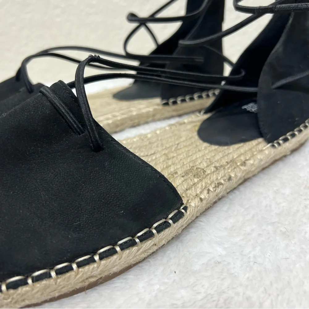 Eileen Fisher Lace Up Strappy Lala Sandal Espadrilles Flats Closed Toe Size 9